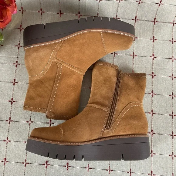 Naturalizer “Wylie” Tawny Brown Suede Wedge Platform Ankle Boots Size 6.5 - Picture 4 of 10